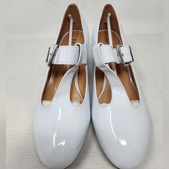 New White Mary Janes Chunky Low Block Heel Trendy Shoes Women's Size 8.5 - Picture 6 of 9